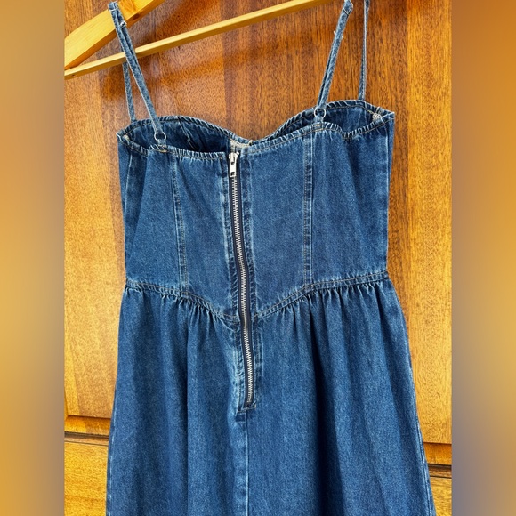 Commense Sweetheart Collar Denim Jean Maxi Dress 4 - Picture 9 of 13
